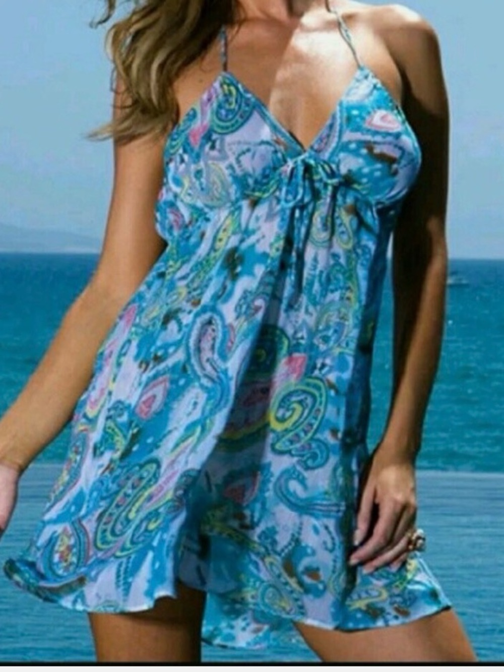 Beach bunny Blue Paisley Halter cover up